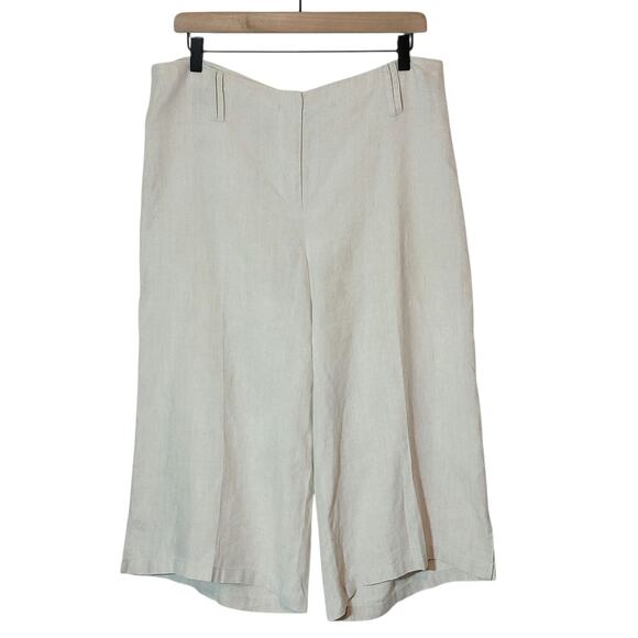 In The Wash Linen Gaucho Pant Wide Leg Natural Beige Coastal Boho Chic Casual 12 - Picture 1 of 12